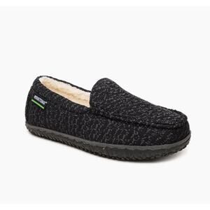 Minnetonka Women's Eco Elm Black faux fur lined slipper shoe recycled 7 NIB